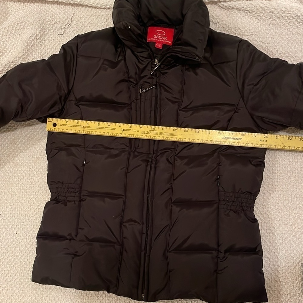 Oscar de la Renta Women's Front Zip Down Puffer Jacket Size Medium Black Winter - Picture 9 of 10